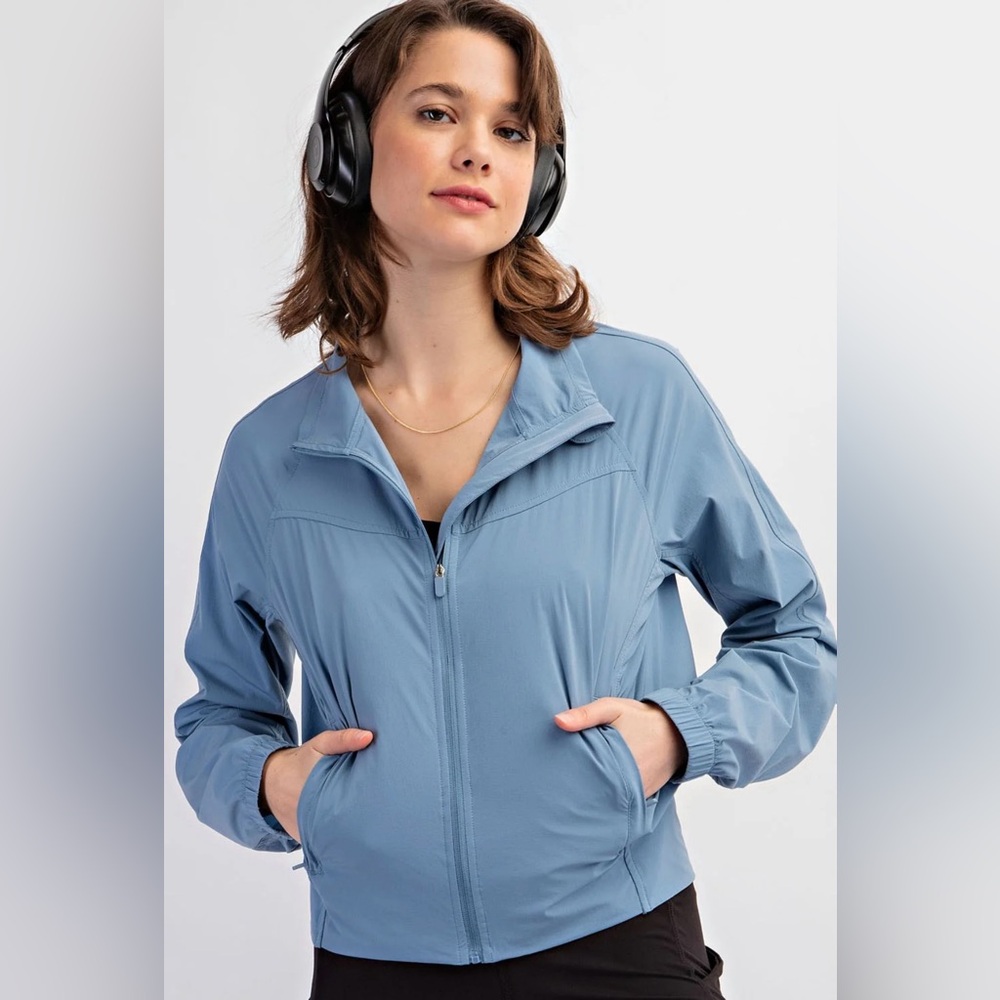 Women's Blue Nylon Tennis Jacket